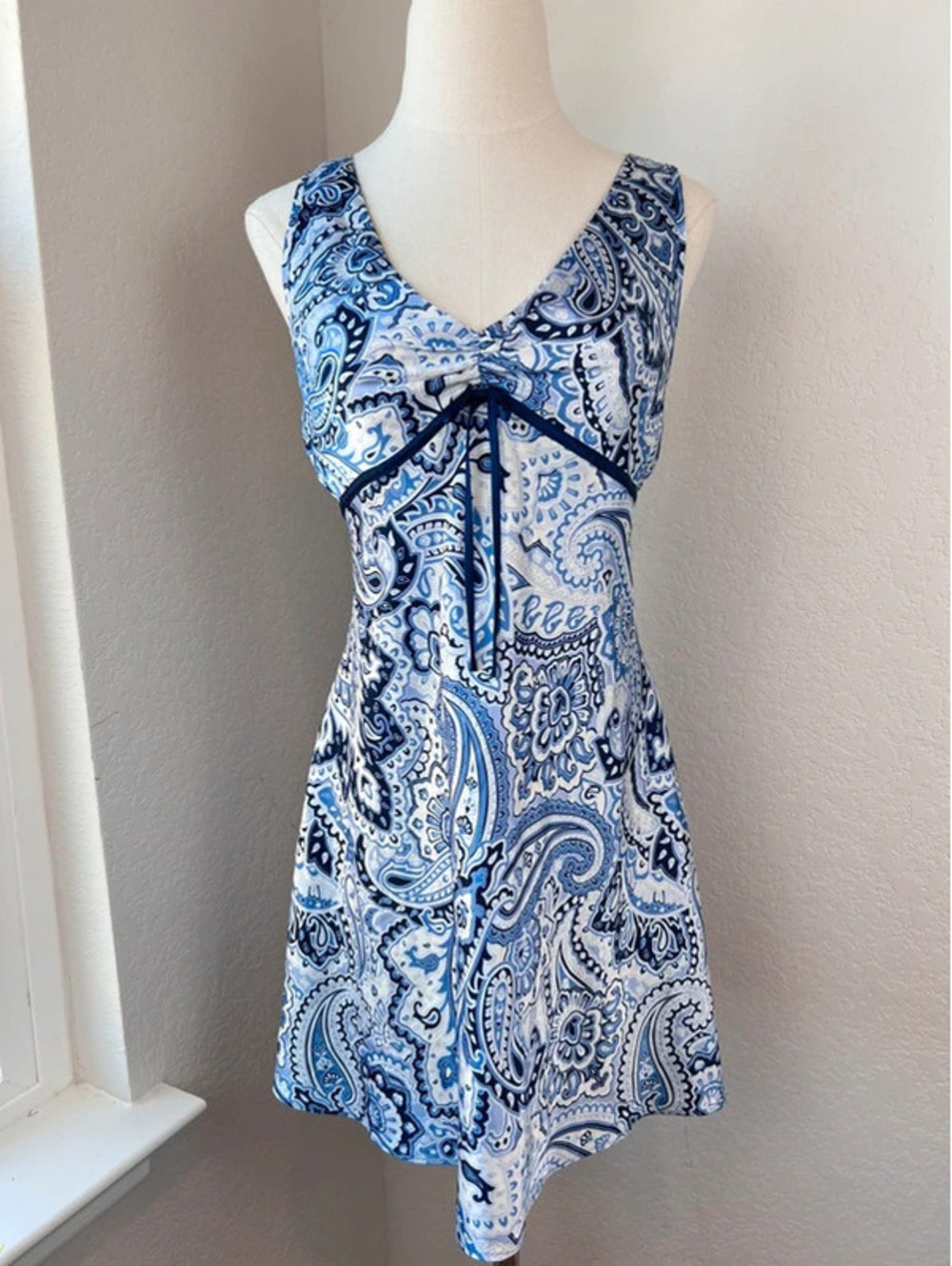 Vintage Y2K Blue White Mini Dress size Medium